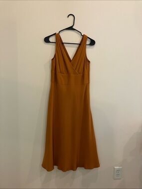 Sleeveless V-Neck Women's Dress in Rust